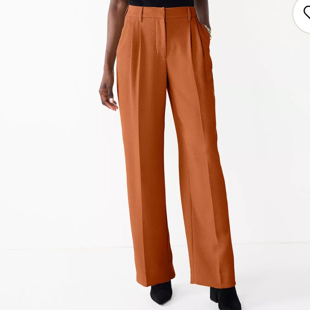 Nine West Wide-Leg Trousers in Rust Orange Nutmeg